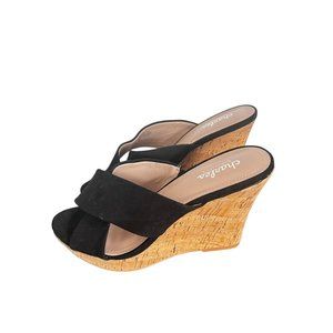 Charles by Charles David Women's Latrice Cork Wedge Sandals Black Size 9.5M